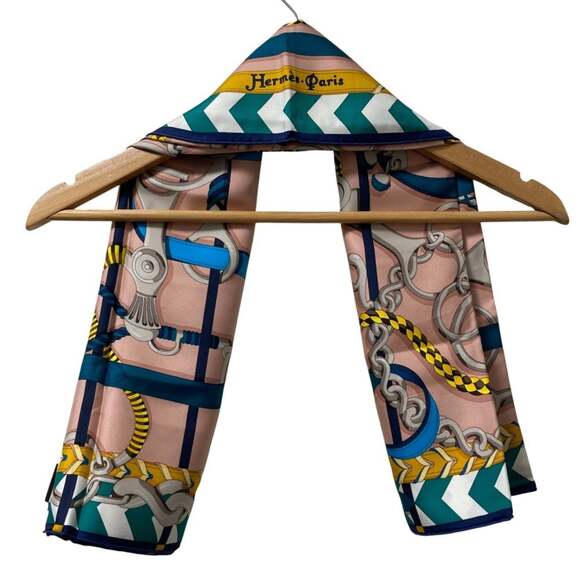 HERMES Authentic Black Silk Scarf - Picture 5 of 7